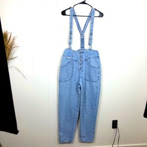 Vintage 90s High Rise Overall Denim Jeans Sz L